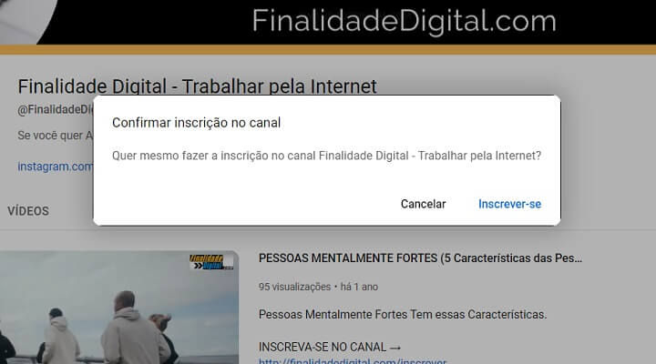 link confirmar inscrição no canal